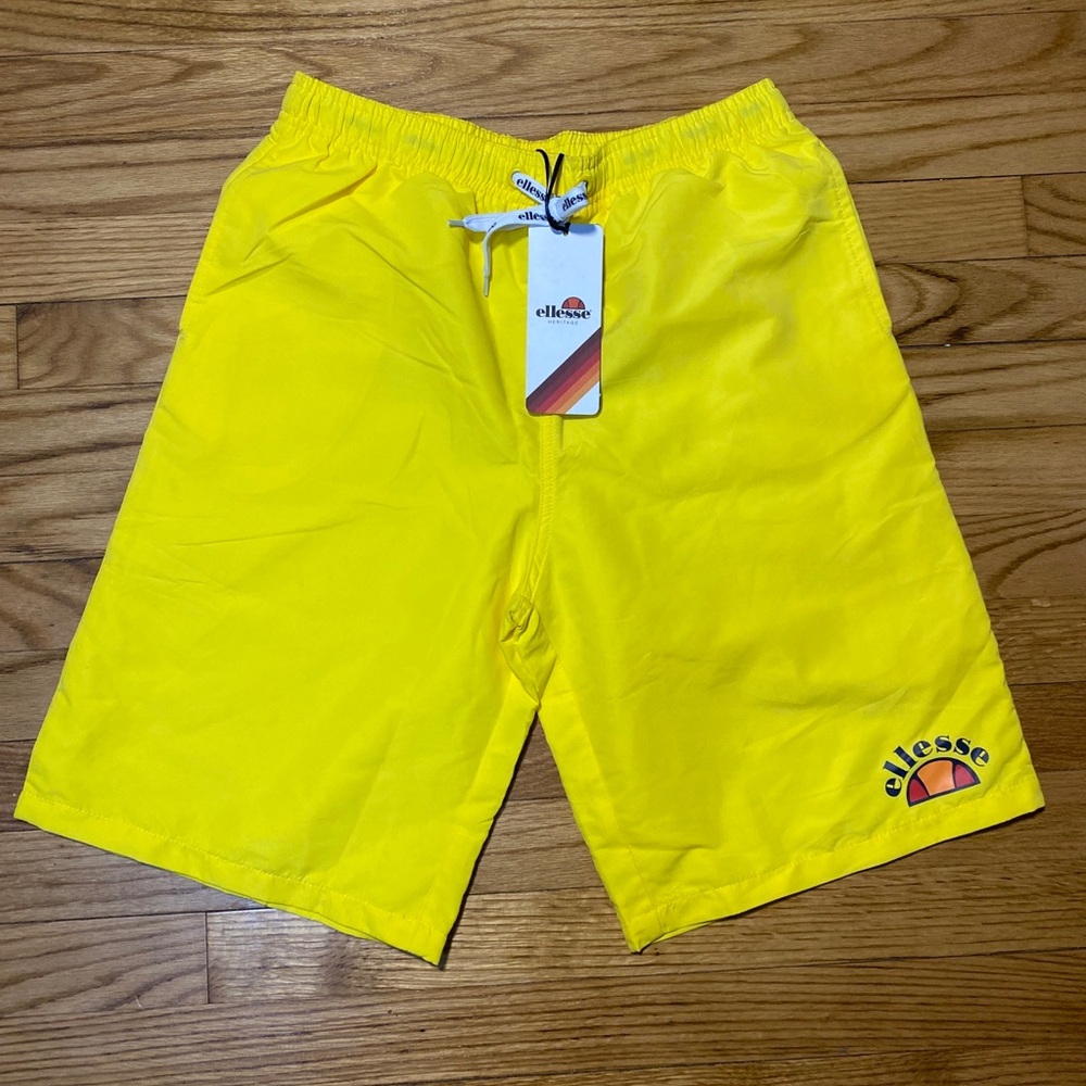 ELLESSE OHLO 9" INSEAM SWIM SHORT BEACHWEAR  Men’s Sz S New! Yellow